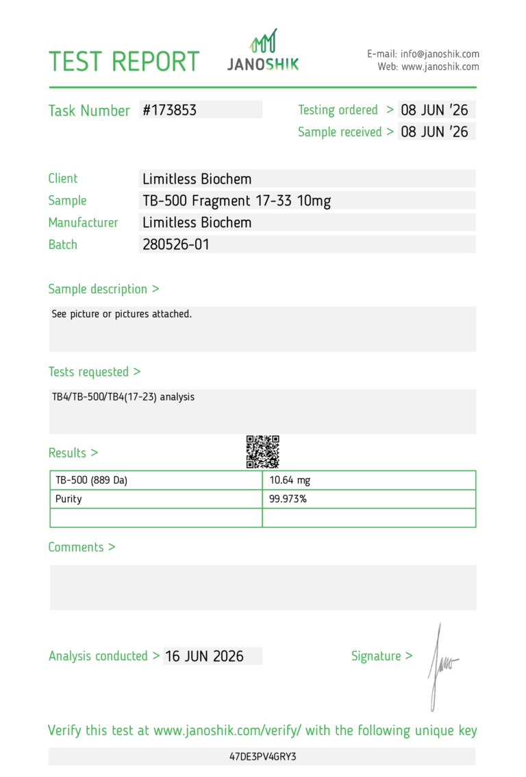 Lab test — TB-500 Fragment 17-23 10 mg