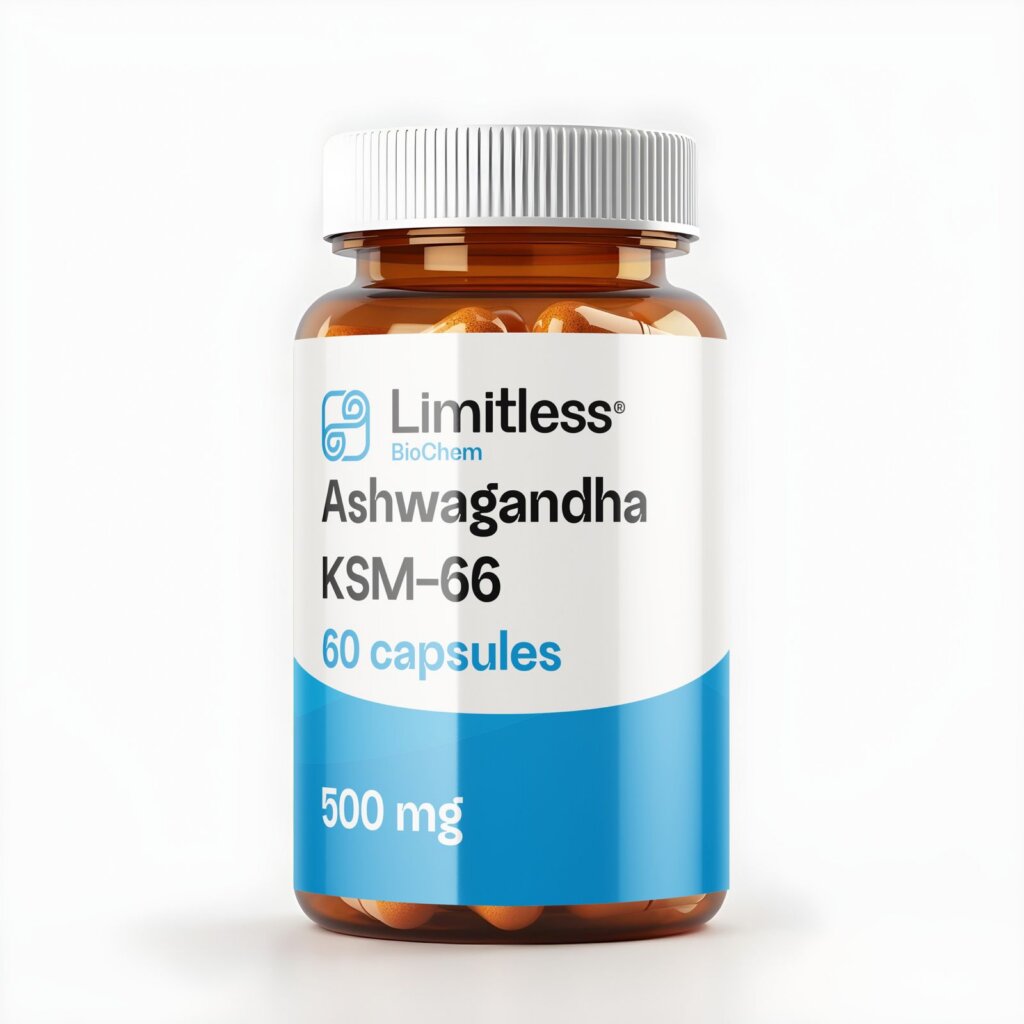 Ashwagandha KSM-66 500 mg 60 capsules bottle - Limitless BioChem